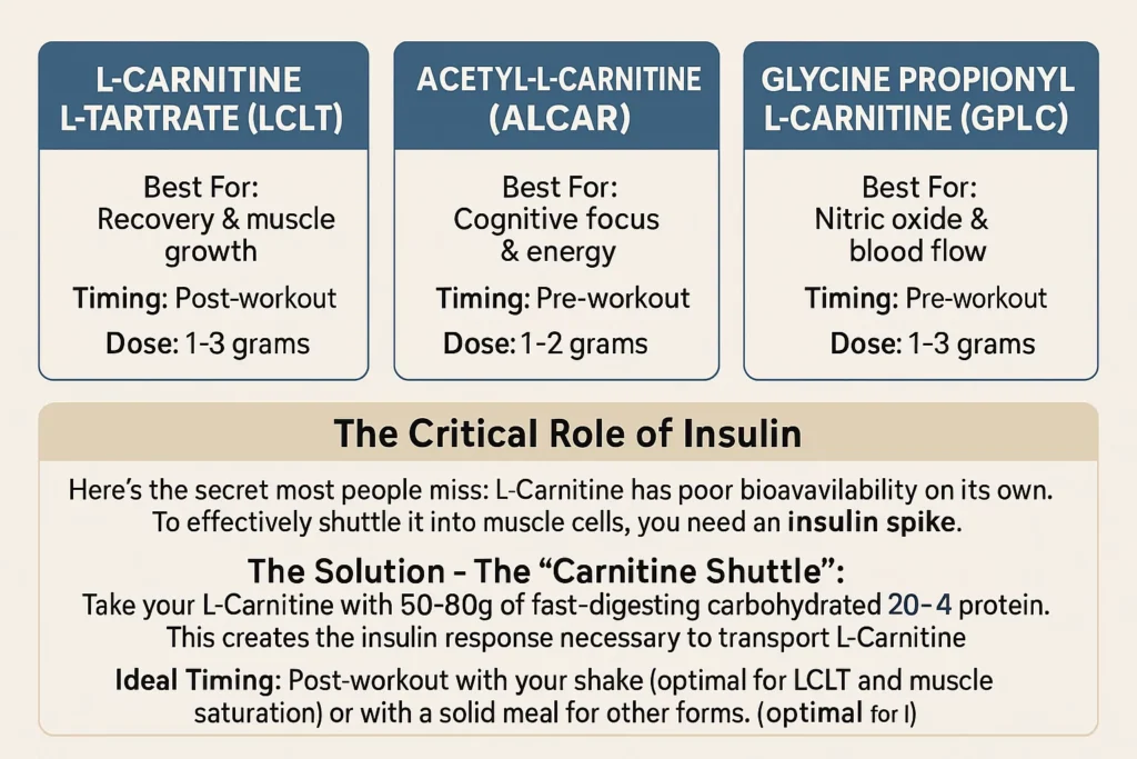 Comparison of different L-Carnitine forms with usage recommendations