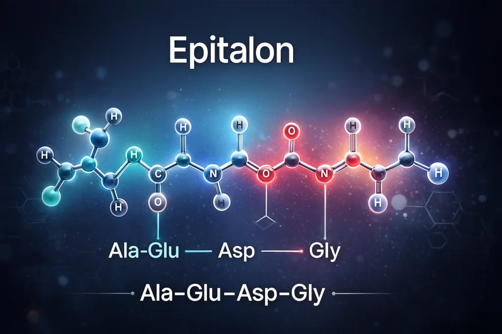 Molecular structure of Epitalon peptide with amino acid sequence