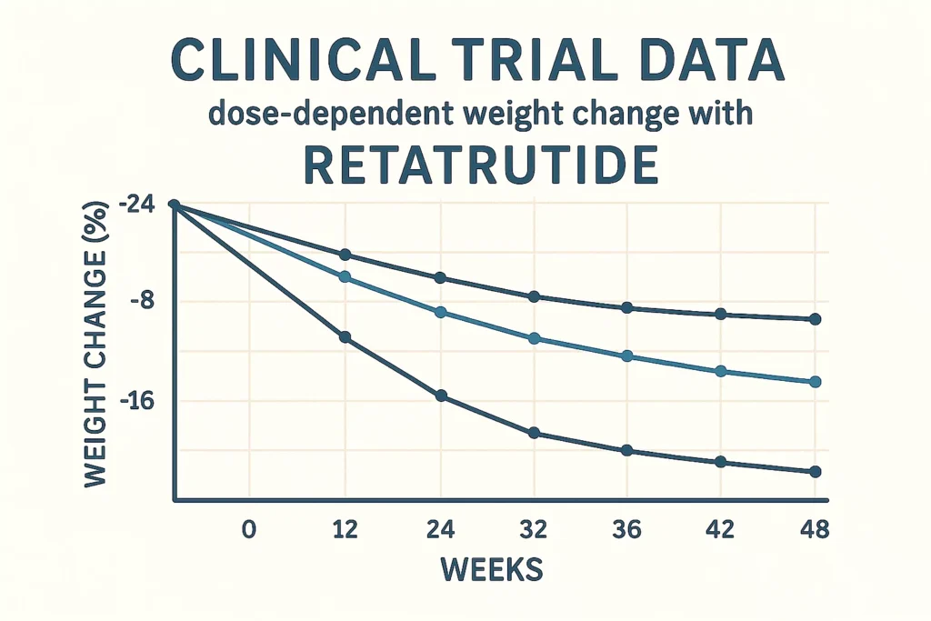 Graph showing weight loss results from Retatrutide clinical trials