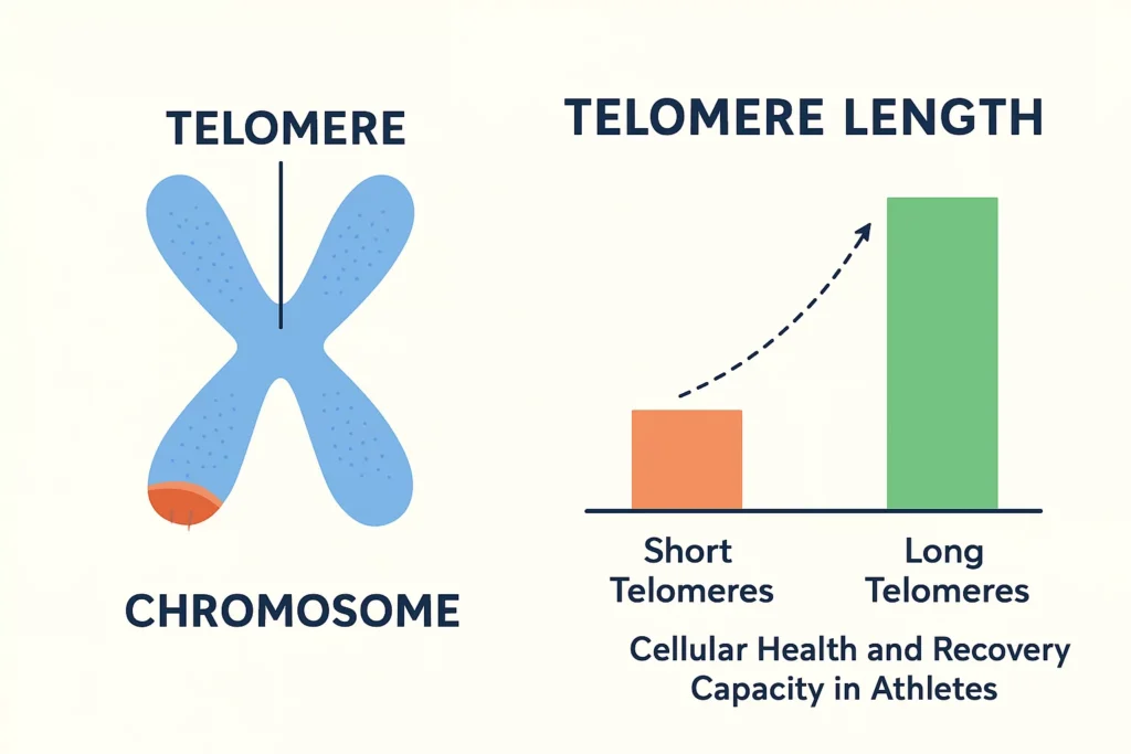 Diagram showing telomere structure and how it relates to athletic performance